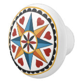 Achtpunts Star & Heart Amish Dutch Hex Sign Knop (Rechts)