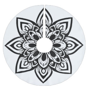 Achtpunts Zwart-wit Star Bloem Mandala Kerstboom Rok