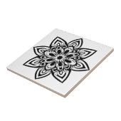 Achtpunts Zwart-wit Star Bloem Mandala Tegeltje (Zijkant)