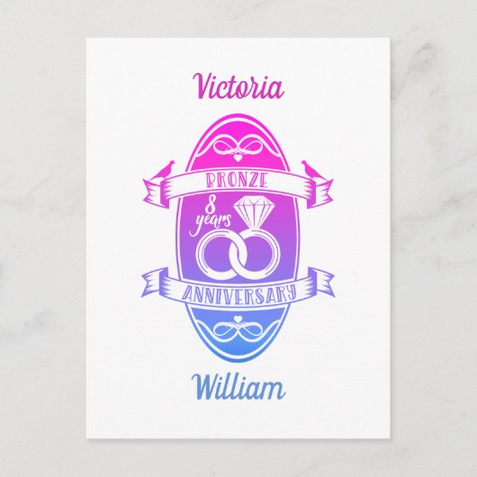 Achtste 8ste huwelijksverjaardag traditioneel bron briefkaart (Voorkant)