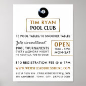 Achtste bal, poolclub, Snooker Club Adverteren Poster (Voorkant)