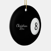 Achtste Ball Billiard Naam en Jaar Keramisch Ornament (Rechts)