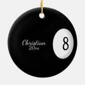 Achtste Ball Billiard Naam en Jaar Keramisch Ornament (Achterkant)