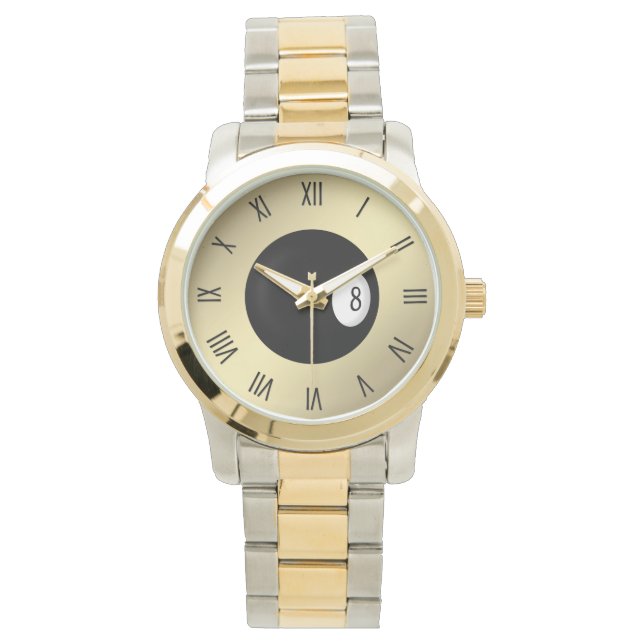 Achtste Ball Roman Numerboeken Horloge (Voorkant)