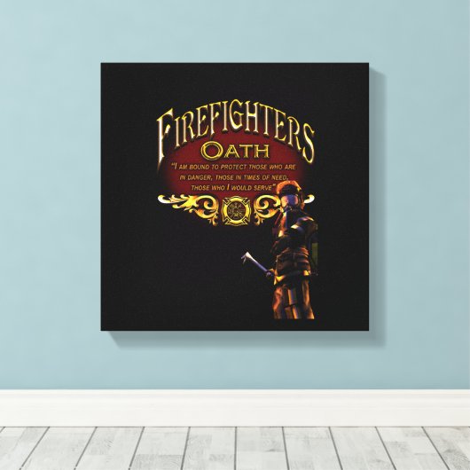 Achtste brandweerman canvas afdruk (Insitu (Houten vloer))