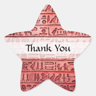 Achtste Egyptische Hieroglyphs Red Dank je wel Ster Sticker
