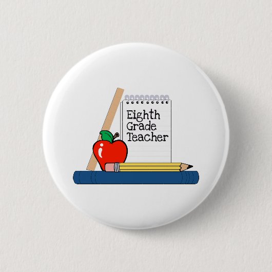 Achtste graad leraar (laptop) ronde button 5,7 cm (Voorkant)