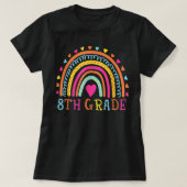 Achtste graad leraar Leopard-regenboog 8e graadmet T-shirt (Design voorkant)