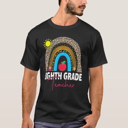 Achtste graad lerarenteam 8e graadplein regenboog t-shirt (Voorkant)