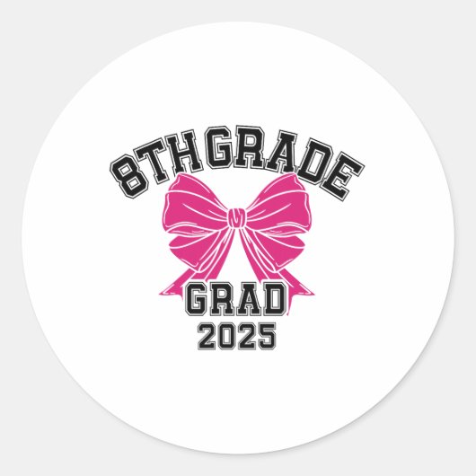 Achtste Grade Afstudeerder 2025 Coquette Middelbar Ronde Sticker (Voorkant)