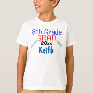 Achtste Grade Afstuderen Kleurrijke Naam Kinder T-shirt
