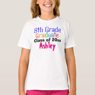 Achtste klas Afstuderen kleurrijke naam meisjes T-shirt