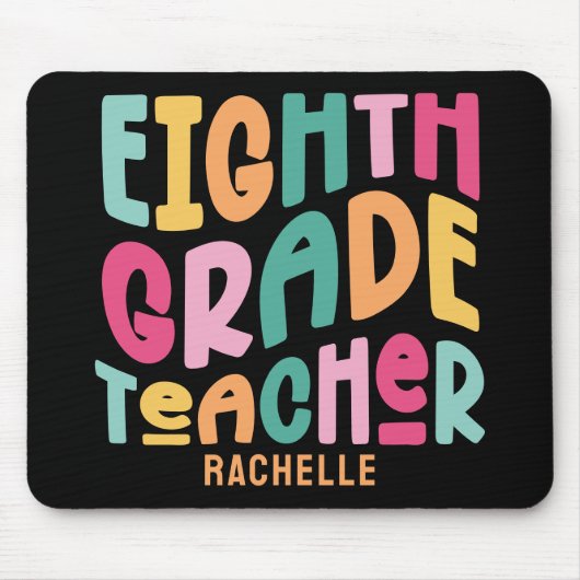 Achtste klas leraar kleurrijke tekst muismat (Voorkant)