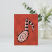 Achtste noot over rood Briefkaart - muziekthema (Staand voorkant)