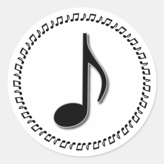 Achtste notitie: Muziekontwerp Ronde Sticker (Voorkant)