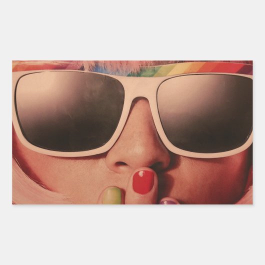 Achtste pop mode rechthoekige sticker (Voorkant)