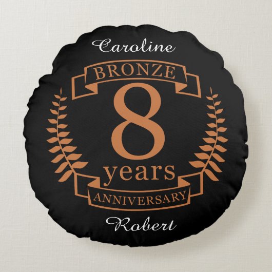 Achtste trouwdag in Bronze 8 jaar Rond Kussen (Voorkant)