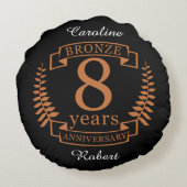 Achtste trouwdag in Bronze 8 jaar Rond Kussen (Achterkant)