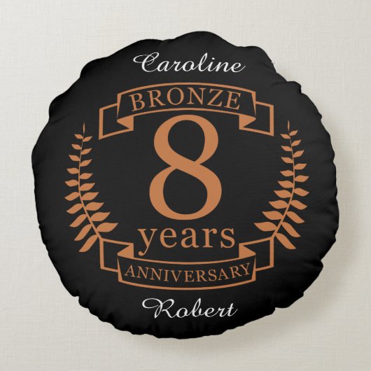 Achtste trouwdag in Bronze 8 jaar Rond Kussen (Achterkant)
