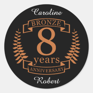 Achtste trouwdag in Bronze 8 jaar Ronde Sticker