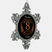 Achtste trouwdag in Bronze 8 jaar Tin Sneeuwvlok Ornament (Links)