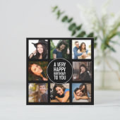 Achtste verjaardag Foto Collage Black en White Inv Kaart (Staand voorkant)