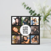 Achtste verjaardag Foto Collage Black en White Kaart (Staand voorkant)