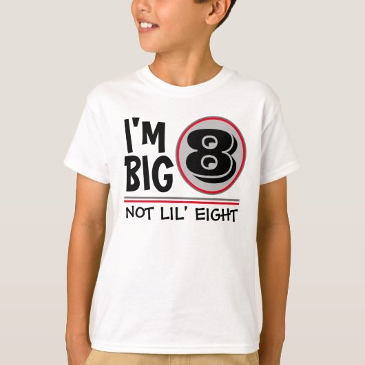 Achtste verjaardag.. ik ben groot 8 niet lichtgrij t-shirt (Voorkant)