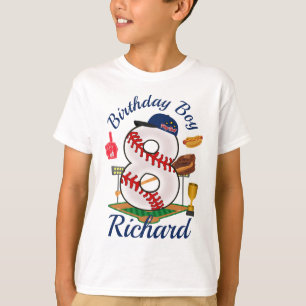 Achtste verjaardag Jongen Baseball 8de T-shirt
