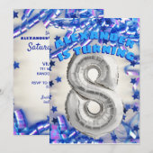 Achtste Verjaardag Zilver en Blauw Leeftijd 8 Jong Kaart (Voorkant / Achterkant)