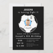 Achtste verjaardag zwart - Aangepaste fotopagina v Kaart (Voorkant)