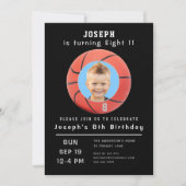 Achtste verjaardag Zwarte Aangepaste foto Basketba Kaart (Voorkant)