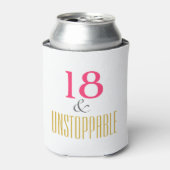 Achttien 18 en niet te stoppen Glamour Design Blikjeskoeler (Blikje Voorkant)