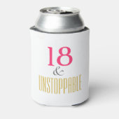 Achttien 18 en niet te stoppen Glamour Design Blikjeskoeler (Blikje Achterkant)