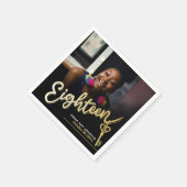 Achttien 18e verjaardag aangepaste fotoscript goud servet (Hoek)