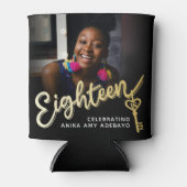 Achttien 18e verjaardag fotoscript gouden sleutel blikjeskoeler (Voorkant)