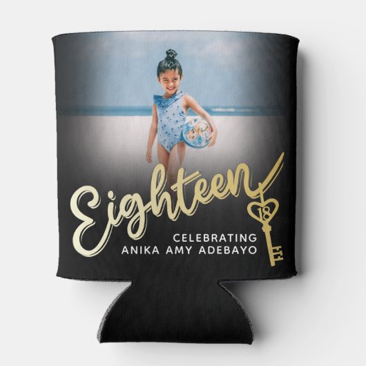 Achttien 18e verjaardag fotoscript gouden sleutel blikjeskoeler (Achterkant)