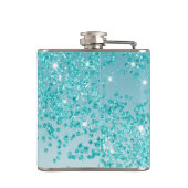 Achttien & Blauwgroen Blauwe Glitter & Drink Quote Heupfles (Achterkant)