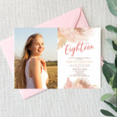 Achttien Boho Roze Foto 18e Verjaardagsfeest Kaart