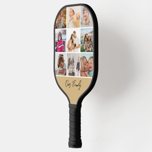 Achttien foto's Collage Eenvoudige familienaam Pickleball Paddle (Links)