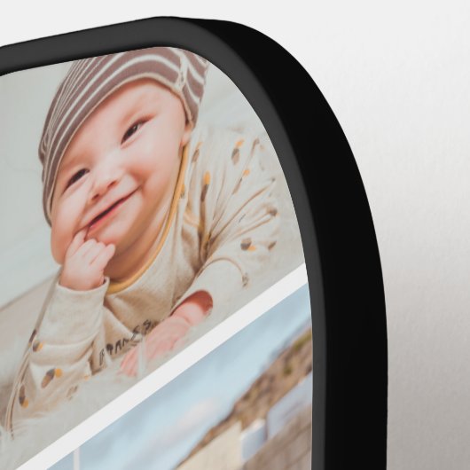 Achttien foto's Collage Eenvoudige familienaam Pickleball Paddle (Links Detail)