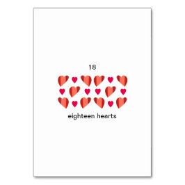 Achttien harten, aangepaste nummer flashcards kaart