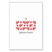 Achttien harten, aangepaste nummer flashcards kaart (Achterkant)