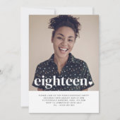 Achttien hartfoto Birthday Uitnodiging (Voorkant)