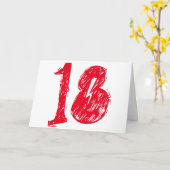 Achttien is een grote rode tekst op wit. kaart (Gele Bloem)