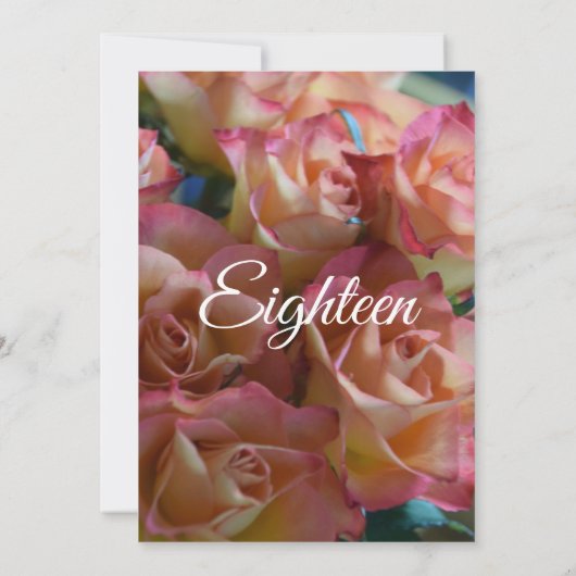 Achttien Rozen 18e verjaardagsfeestje Kaart (Achterkant)