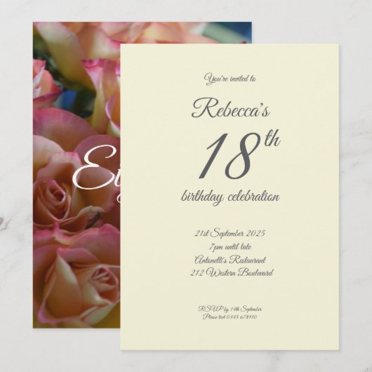 Achttien Rozen 18e verjaardagsfeestje Kaart (Voorkant / Achterkant)