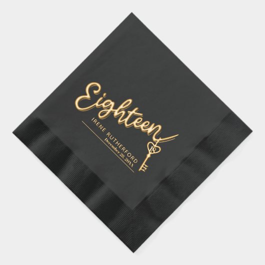 Achttien script en sleutel tekst aangepaste naam d folie servetten (Rechts)