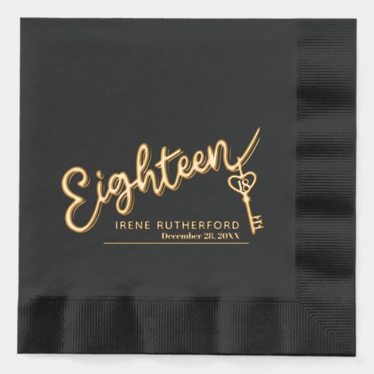 Achttien script en sleutel tekst aangepaste naam d folie servetten (Voorkant)