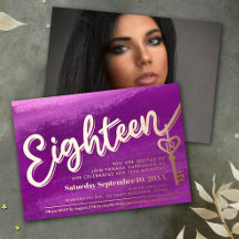 Achttien script key 18e verjaardag paars roos gold